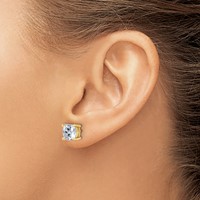 True Origin 14K Yellow Gold 5 Carat Lab Grown Diamond VS+ F+ Cushion Four Prong Heavy Weight Complete Stud Earrings view 3