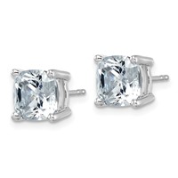 True Origin 14K White Gold 6 Carat Lab Grown Diamond VS+ F+ Cushion Four Prong Heavy Weight Complete Stud Earrings view 2