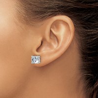 True Origin 14K White Gold 6 Carat Lab Grown Diamond VS+ F+ Cushion Four Prong Heavy Weight Complete Stud Earrings view 3