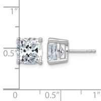 True Origin 14K White Gold 6 Carat Lab Grown Diamond VS+ F+ Cushion Four Prong Heavy Weight Complete Stud Earrings view 4