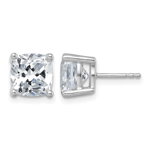 True Origin 14K White Gold 6 Carat Lab Grown Diamond VS+ F+ Cushion Four Prong Heavy Weight Complete Stud Earrings