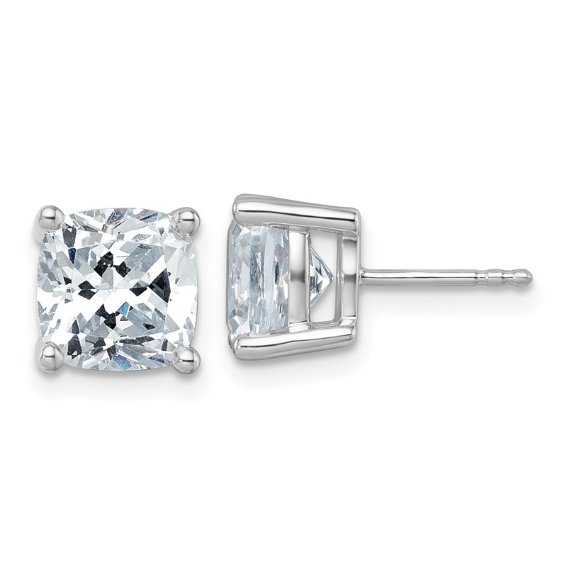14k White Gold 6 ctw Lab Grown Diamond VS+ F+ Cushion 4 Prong Heavy Wt. Stud Earrings