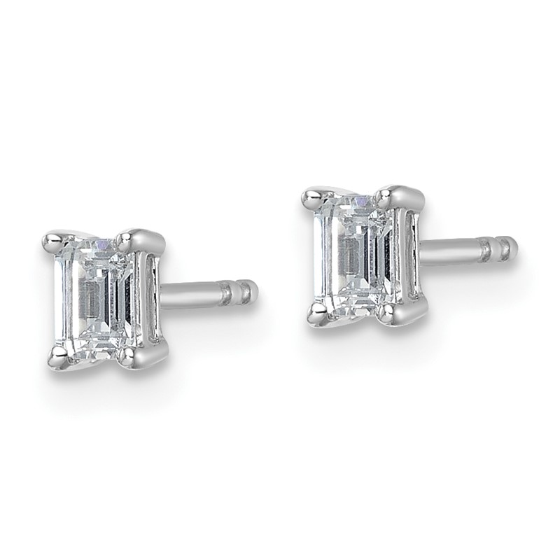 14k White Gold 1/2 ctw Lab Grown Diamond VS+ F+ Emerald 4 Prong Heavy Wt. Stud Earrings