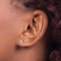 True Origin 14K White Gold 0.50 Carat Lab Grown Diamond VS+ F+ Emerald Four Prong Heavy Weight Complete Stud Earrings view 3