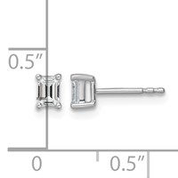 True Origin 14K White Gold 0.50 Carat Lab Grown Diamond VS+ F+ Emerald Four Prong Heavy Weight Complete Stud Earrings view 4