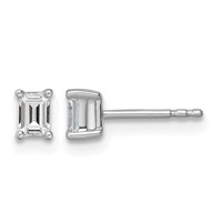 True Origin 14K White Gold 0.50 Carat Lab Grown Diamond VS+ F+ Emerald Four Prong Heavy Weight Complete Stud Earrings view 1