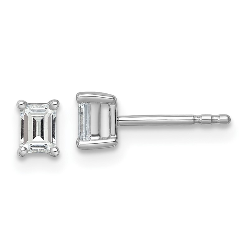 14k White Gold 1/2 ctw Lab Grown Diamond VS+ F+ Emerald 4 Prong Heavy Wt. Stud Earrings