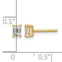 True Origin 14K Yellow Gold 0.50 Carat Lab Grown Diamond VS+ F+ Emerald Four Prong Heavy Weight Complete Stud Earrings view 4