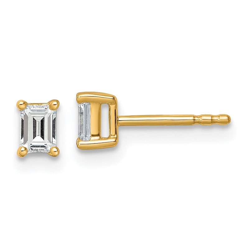 14k Yellow Gold 1/2 ctw Lab Grown Diamond VS+ F+ Emerald 4 Prong Heavy Wt. Stud Earrings