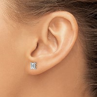 True Origin 14K White Gold 1 Carat Lab Grown Diamond VS+ F+ Emerald Four Prong Heavy Weight Complete Stud Earrings view 3