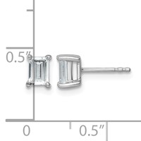 True Origin 14K White Gold 1 Carat Lab Grown Diamond VS+ F+ Emerald Four Prong Heavy Weight Complete Stud Earrings view 4