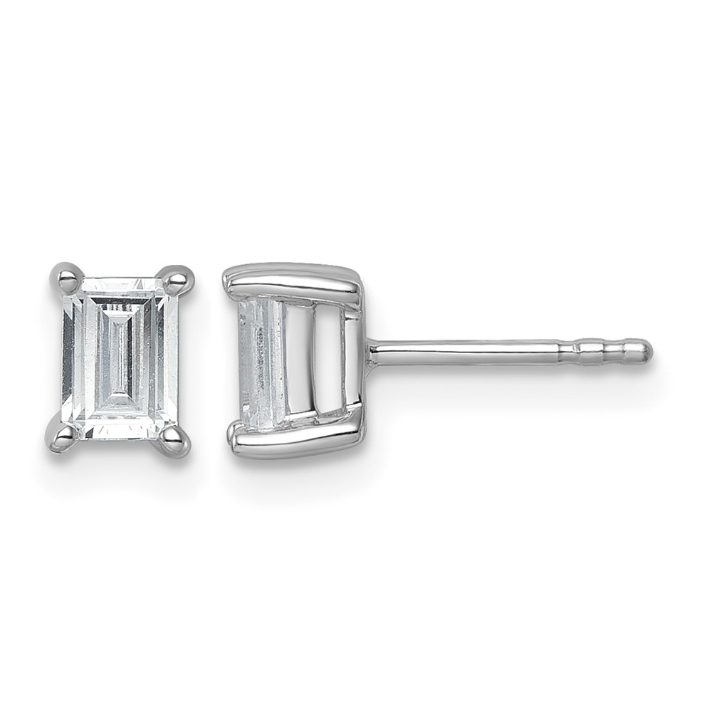 True Origin 14K White Gold 1 Carat Lab Grown Diamond VS+ F+ Emerald Four Prong Heavy Weight Complete Stud Earrings