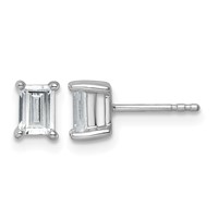 True Origin 14K White Gold 1 Carat Lab Grown Diamond VS+ F+ Emerald Four Prong Heavy Weight Complete Stud Earrings view 1