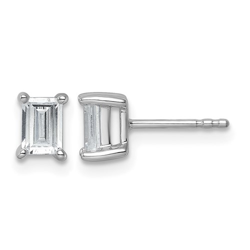 True Origin 14K White Gold 1 Carat Lab Grown Diamond VS+ F+ Emerald Four Prong Heavy Weight Complete Stud Earrings
