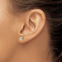 True Origin 14K Yellow Gold 1 Carat Lab Grown Diamond VS+ F+ Emerald Four Prong Heavy Weight Complete Stud Earrings view 3