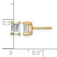 True Origin 14K Yellow Gold 1 Carat Lab Grown Diamond VS+ F+ Emerald Four Prong Heavy Weight Complete Stud Earrings view 4