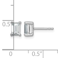 True Origin 14K White Gold 1.50 Carat Lab Grown Diamond VS+ F+ Emerald Four Prong Heavy Weight Complete Stud Earrings view 4