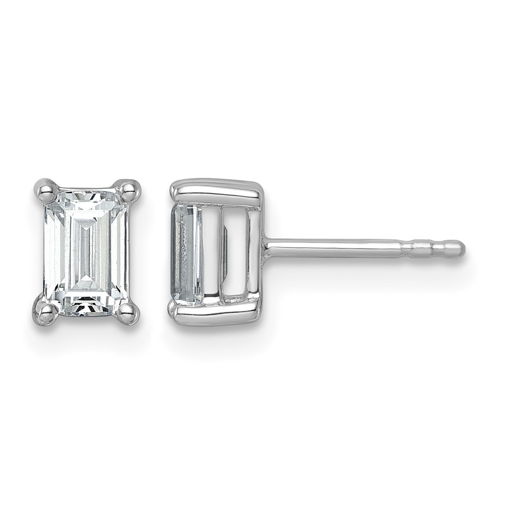 True Origin 14K White Gold 1.50 Carat Lab Grown Diamond VS+ F+ Emerald Four Prong Heavy Weight Complete Stud Earrings