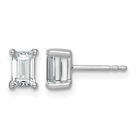 True Origin 14K White Gold 1.50 Carat Lab Grown Diamond VS+ F+ Emerald Four Prong Heavy Weight Complete Stud Earrings view 1