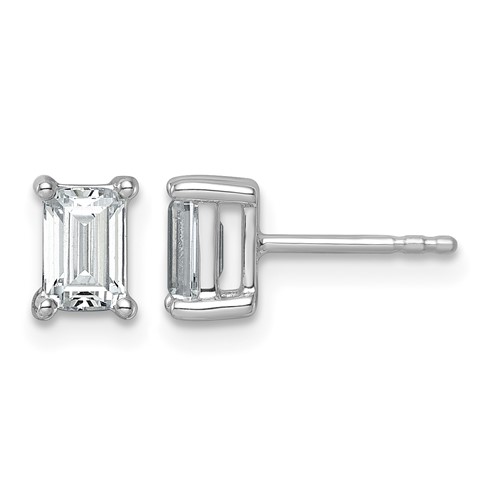 True Origin 14K White Gold 1.50 Carat Lab Grown Diamond VS+ F+ Emerald Four Prong Heavy Weight Complete Stud Earrings