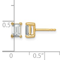 True Origin 14K Yellow Gold 1.50 Carat Lab Grown Diamond VS+ F+ Emerald Four Prong Heavy Weight Complete Stud Earrings view 4