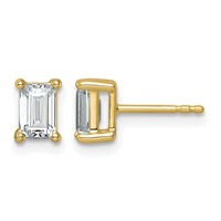 True Origin 14K Yellow Gold 1.50 Carat Lab Grown Diamond VS+ F+ Emerald Four Prong Heavy Weight Complete Stud Earrings view 1