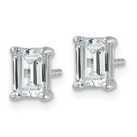 True Origin 14K White Gold 2 Carat Lab Grown Diamond VS+ F+ Emerald Four Prong Heavy Weight Complete Stud Earrings view 2