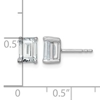 True Origin 14K White Gold 2 Carat Lab Grown Diamond VS+ F+ Emerald Four Prong Heavy Weight Complete Stud Earrings view 4