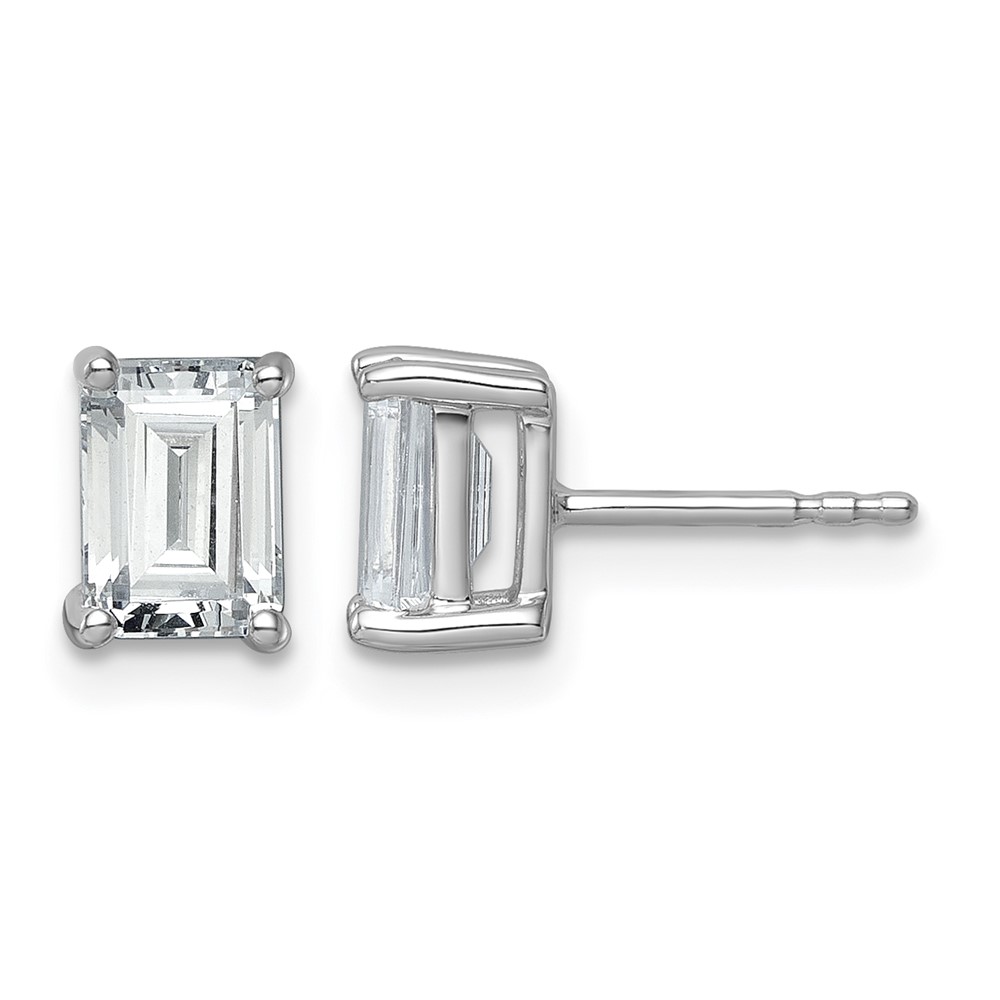 True Origin 14K White Gold 2 Carat Lab Grown Diamond VS+ F+ Emerald Four Prong Heavy Weight Complete Stud Earrings