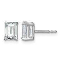 True Origin 14K White Gold 2 Carat Lab Grown Diamond VS+ F+ Emerald Four Prong Heavy Weight Complete Stud Earrings view 1
