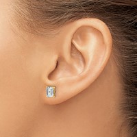 True Origin 14K Yellow Gold 2 Carat Lab Grown Diamond VS+ F+ Emerald Four Prong Heavy Weight Complete Stud Earrings view 3