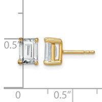 True Origin 14K Yellow Gold 2 Carat Lab Grown Diamond VS+ F+ Emerald Four Prong Heavy Weight Complete Stud Earrings view 4