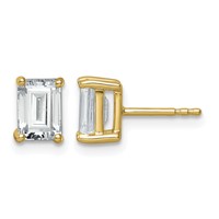 True Origin 14K Yellow Gold 2 Carat Lab Grown Diamond VS+ F+ Emerald Four Prong Heavy Weight Complete Stud Earrings view 1