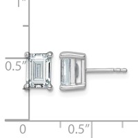 True Origin 14K White Gold 3 Carat Lab Grown Diamond VS+ F+ Emerald Four Prong Heavy Weight Complete Stud Earrings view 4