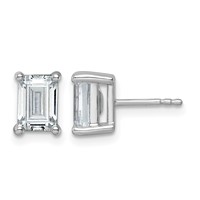 True Origin 14K White Gold 3 Carat Lab Grown Diamond VS+ F+ Emerald Four Prong Heavy Weight Complete Stud Earrings view 1