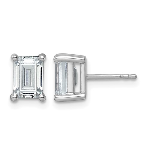 True Origin 14K White Gold 3 Carat Lab Grown Diamond VS+ F+ Emerald Four Prong Heavy Weight Complete Stud Earrings