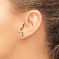 True Origin 14K Yellow Gold 3 Carat Lab Grown Diamond VS+ F+ Emerald Four Prong Heavy Weight Complete Stud Earrings view 3