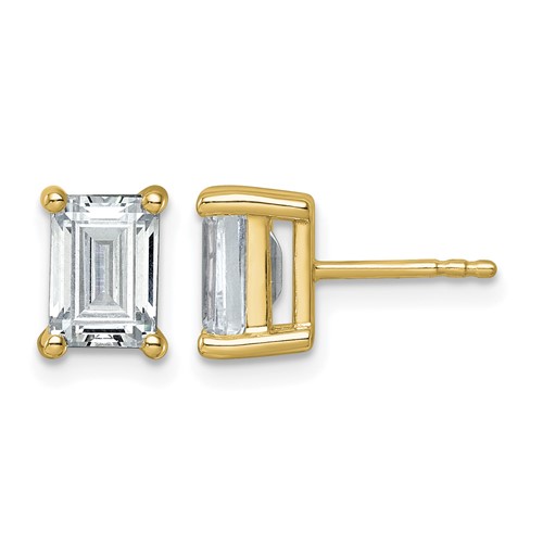 True Origin 14K Yellow Gold 3 Carat Lab Grown Diamond VS+ F+ Emerald Four Prong Heavy Weight Complete Stud Earrings