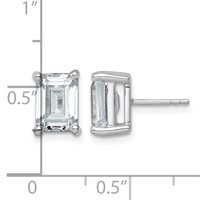True Origin 14K White Gold 4 Carat Lab Grown Diamond VS+ F+ Emerald Four Prong Heavy Weight Complete Stud Earrings view 4