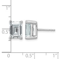 True Origin 14K White Gold 5 Carat Lab Grown Diamond VS+ F+ Emerald Four Prong Heavy Weight Complete Stud Earrings view 4