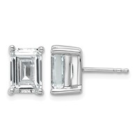True Origin 14K White Gold 5 Carat Lab Grown Diamond VS+ F+ Emerald Four Prong Heavy Weight Complete Stud Earrings view 1