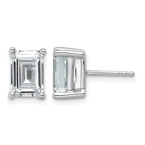 True Origin 14K White Gold 5 Carat Lab Grown Diamond VS+ F+ Emerald Four Prong Heavy Weight Complete Stud Earrings