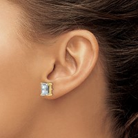 True Origin 14K Yellow Gold 5 Carat Lab Grown Diamond VS+ F+ Emerald Four Prong Heavy Weight Complete Stud Earrings view 3