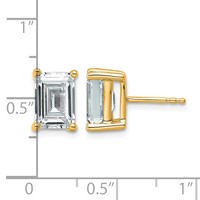 True Origin 14K Yellow Gold 5 Carat Lab Grown Diamond VS+ F+ Emerald Four Prong Heavy Weight Complete Stud Earrings view 4