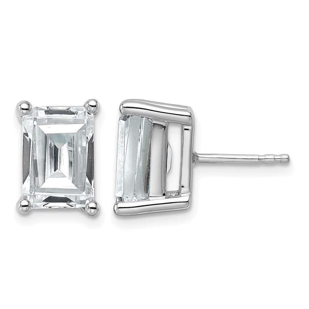 True Origin 14K White Gold 6 Carat Lab Grown Diamond VS+ F+ Emerald Four Prong Heavy Weight Complete Stud Earrings