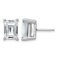 True Origin 14K White Gold 6 Carat Lab Grown Diamond VS+ F+ Emerald Four Prong Heavy Weight Complete Stud Earrings view 1