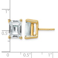 True Origin 14K Yellow Gold 6 Carat Lab Grown Diamond VS+ F+ Emerald Four Prong Heavy Weight Complete Stud Earrings view 4