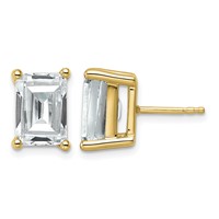 True Origin 14K Yellow Gold 6 Carat Lab Grown Diamond VS+ F+ Emerald Four Prong Heavy Weight Complete Stud Earrings view 1