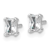 True Origin 14K White Gold 0.50 Carat Lab Grown Diamond VS+ F+ Radiant Four Prong Heavy Weight Complete Stud Earrings view 2