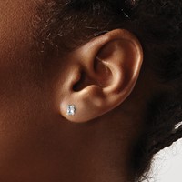 True Origin 14K White Gold 0.50 Carat Lab Grown Diamond VS+ F+ Radiant Four Prong Heavy Weight Complete Stud Earrings view 3